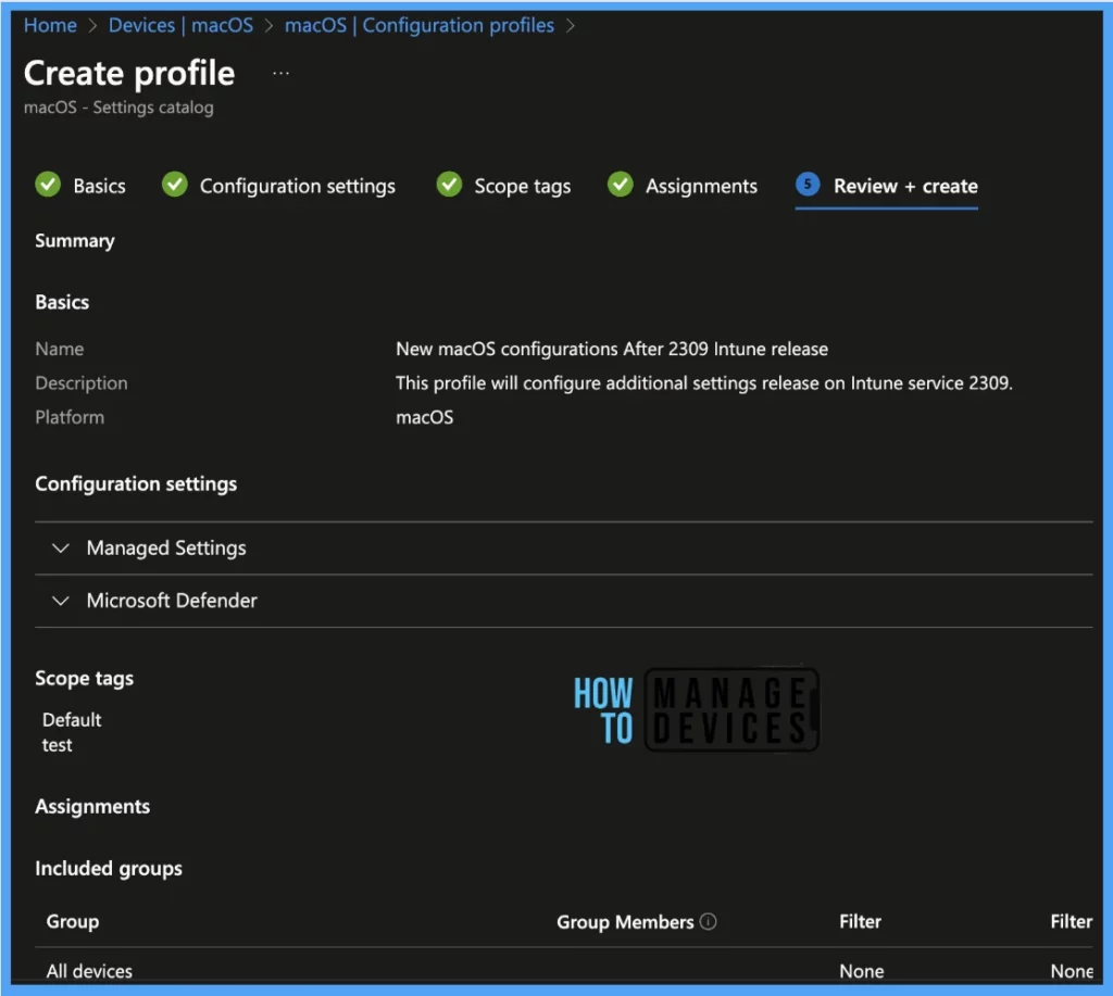 Configure New Managed Settings in macOS Catalogue using Intune 2309 release or later Fig. 9